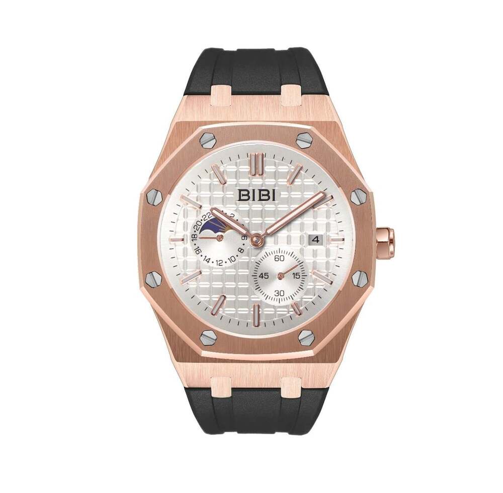 Bibi Automatic Rose Gold AP, Black Silicone Strap
